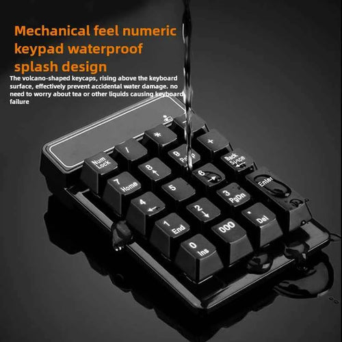 2.4GHz Wireless Wired Keyboard Bluetooth Mini USB Numeric Keypad 19 Keys Number Pad Numpad Receiver for Accounting Laptop PC