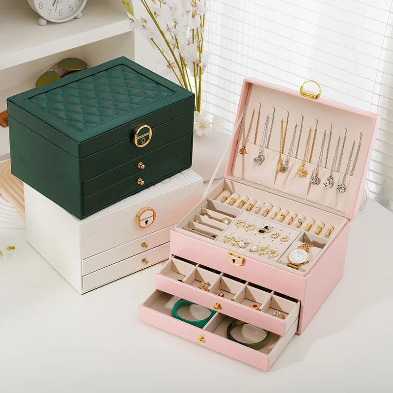 Portable Jewelry Storage Box Travel Organizer Jewelry Case Leather Storage Earrings Necklace Ring Jewelry Organizer Display