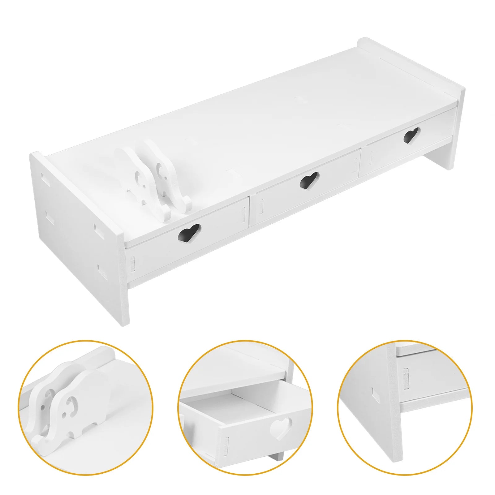 Computer Monitor Riser Keyboard Storage Desktop Organizer Drawer Type Office Desk Stand PVC Wood Plastic Composite