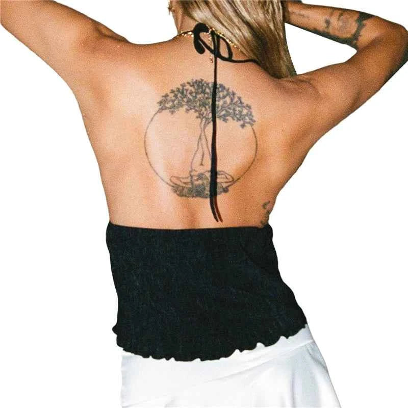 Sexy Summer Cami Top Bowknot Lace-Up Sleeveless Cropped Vest Elegant Youth Clothes Women Fashion Off Shoulder 2024 New