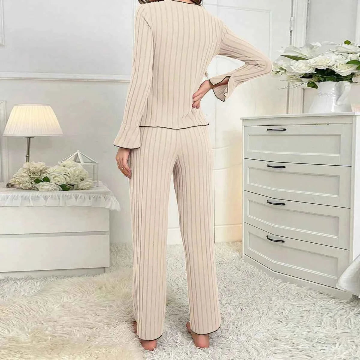 Sleepwear Women Pajama Set Woman Women's Home Clothes Trousers Sets Women's Pajamas Summer Pijama Wear Long Sleeve Sleep Lounge