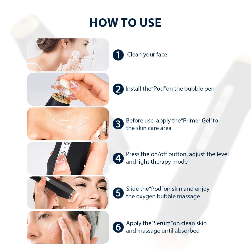 Portable Oxygen Bubble Facial Machine CO2 Bubble Pen Aqua Skin Face Cleansing SPA Beauty Device CO2 Pods Massager
