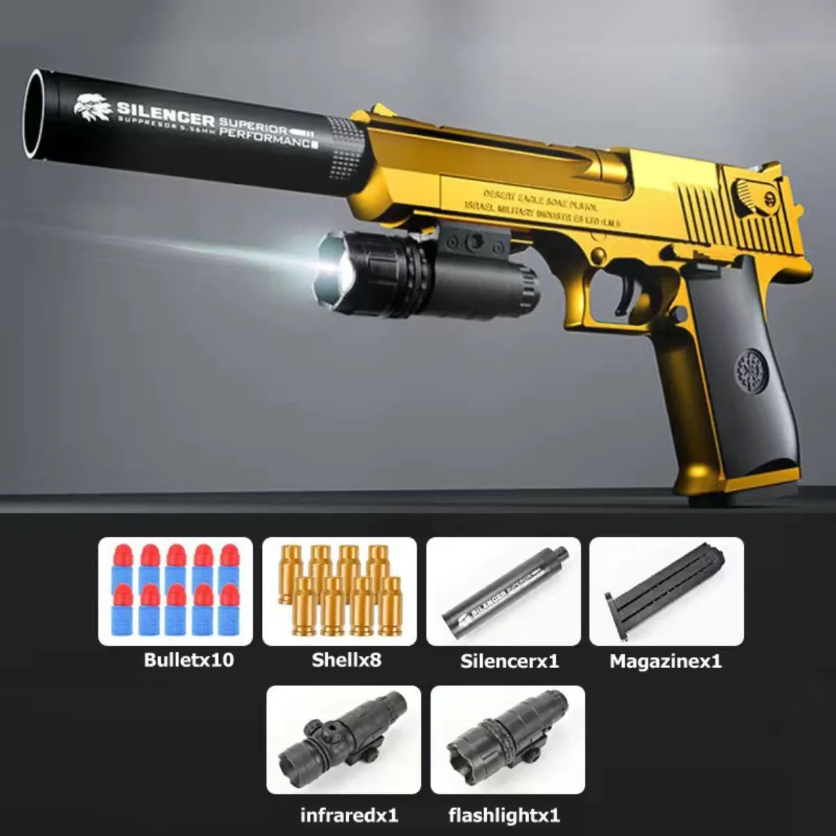 Desert Eagle Toy Gun Shell EjectionAirsoft Pistol Soft Foam Bullet Outdoor CS Weapon for Shooting Game Halloween Birthday Gift