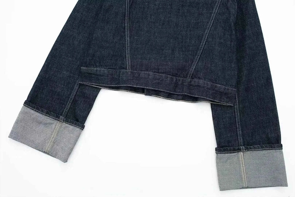 HH Women Fashion Denim Set Casual Lapel Long Sleeve Crop Jacket Buttons Female Vintage Wide Leg Loose Jeans Long Pants