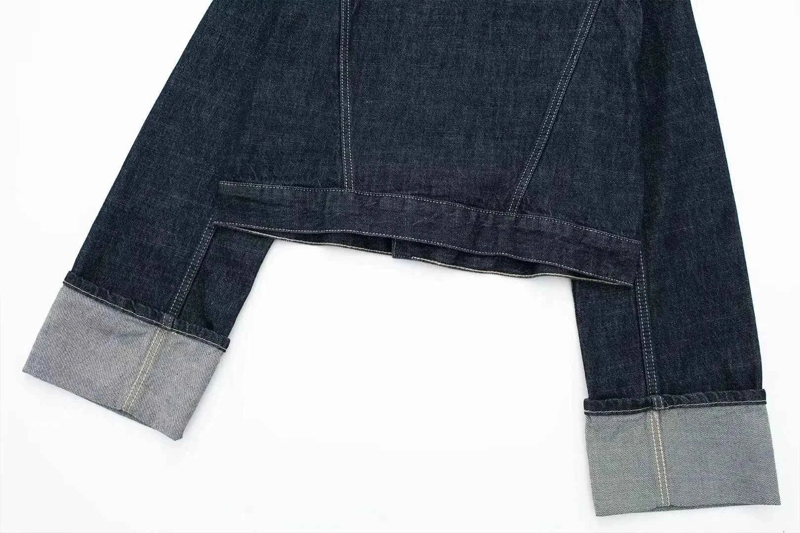 HH Women Fashion Denim Set Casual Lapel Long Sleeve Crop Jacket Buttons Female Vintage Wide Leg Loose Jeans Long Pants