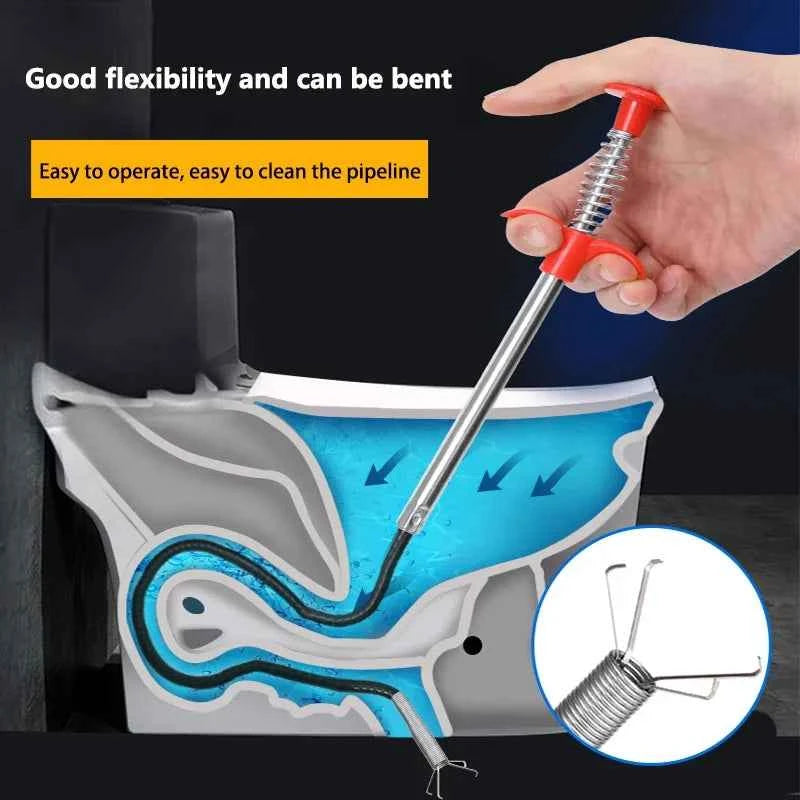 60cm Flexible Drain Snake Spring Pipe Cleaner Tool for Kitchen/Bathroom Sink Clogs (Heavy-Duty Hair & Debris Remover)
