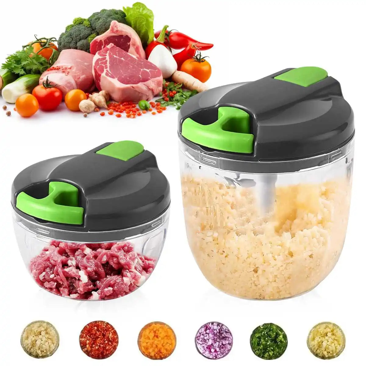 1PC 520/900ml Succulent Meat Grinder, Garlic Chopper, Onion Chopper, Vegetable Chopper, Rotating Kitchen Cooking Accessories