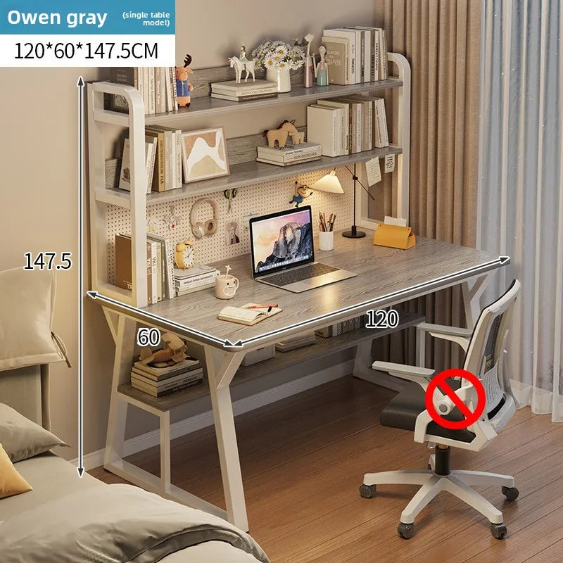 Stable Computer desk desktop desk bookshelf integrated writing desk household small apartment simple hole board desk