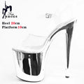 Sandales à talons électroplaqués 8 pouces pour femmes, chaussures de pole dance sexy de strip-teaseuse, talons hauts de boîte de nuit 20CM, modèles de défilé exotiques