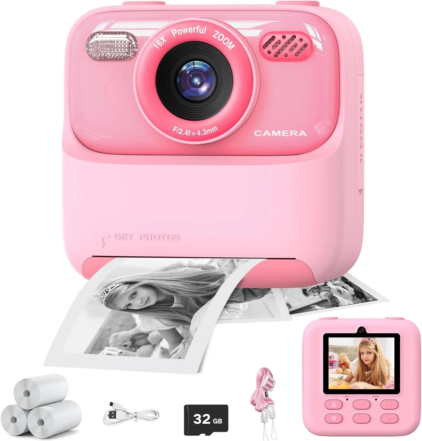 Kids Instant Print Camera, Birthday Gifts for Boys and Girls, Kids Digital Camera Toys, 1080P HD Video, Boy Gifts/Girl Gifts