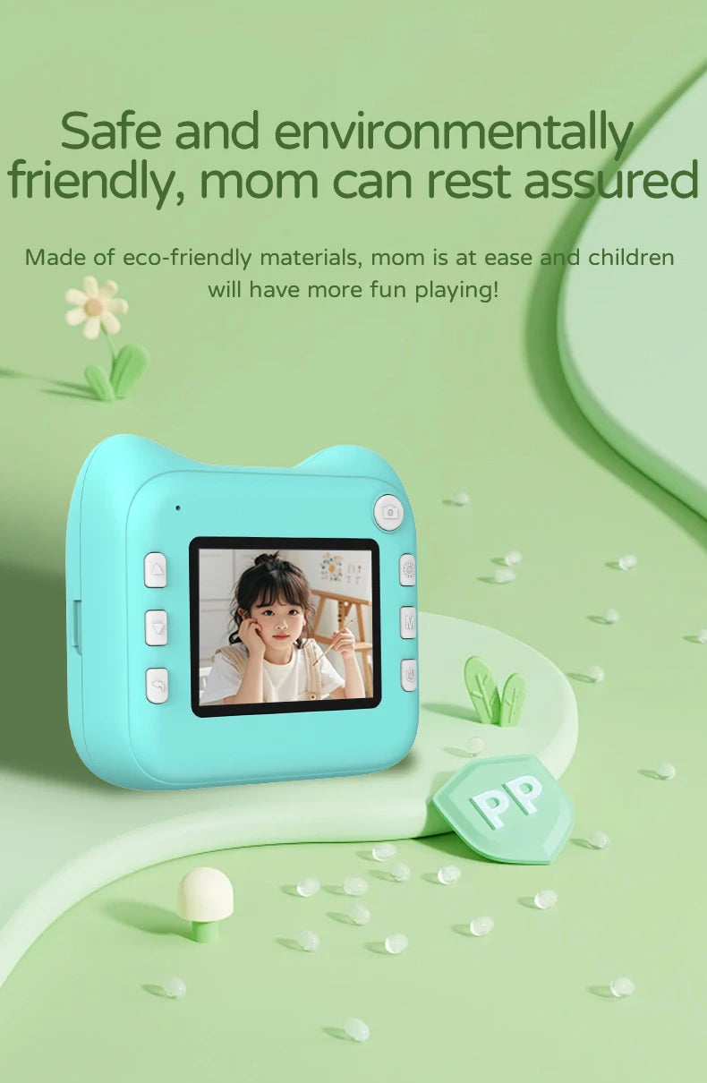 Kids Photo Camera Printer Mini Thermal Print Camera Children Digital Video Camera Toy Gifts for 4-12 Years Kids Girls Boys