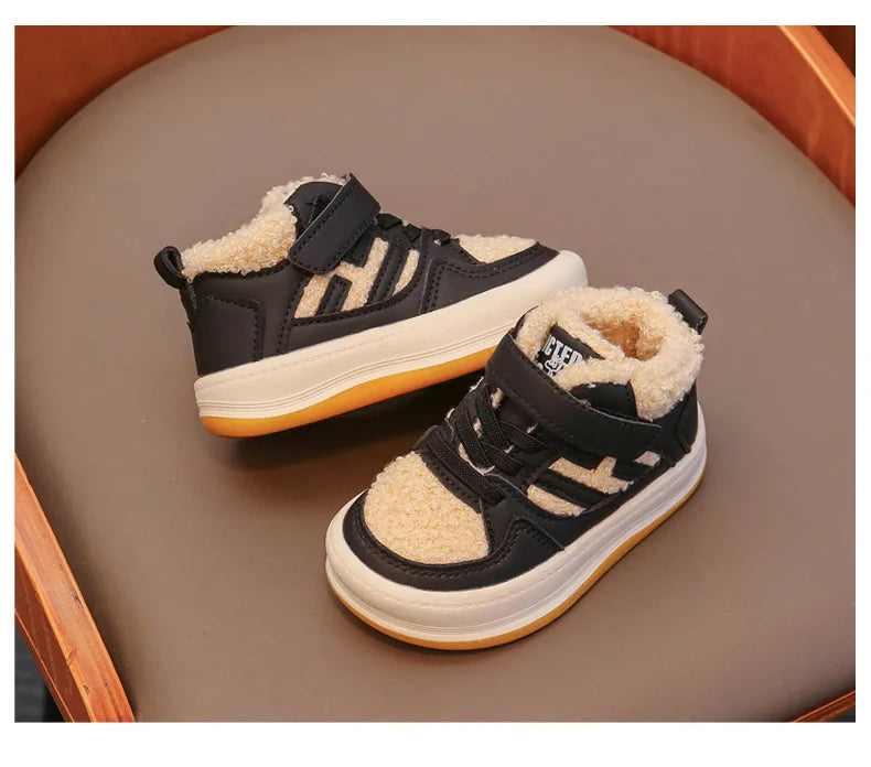 Girls Cotton Shoes Children Plush Thickened Anti-skid Shoes Boys Warm Sports Shoes Baby Soft Comfortable Winter Sneakers