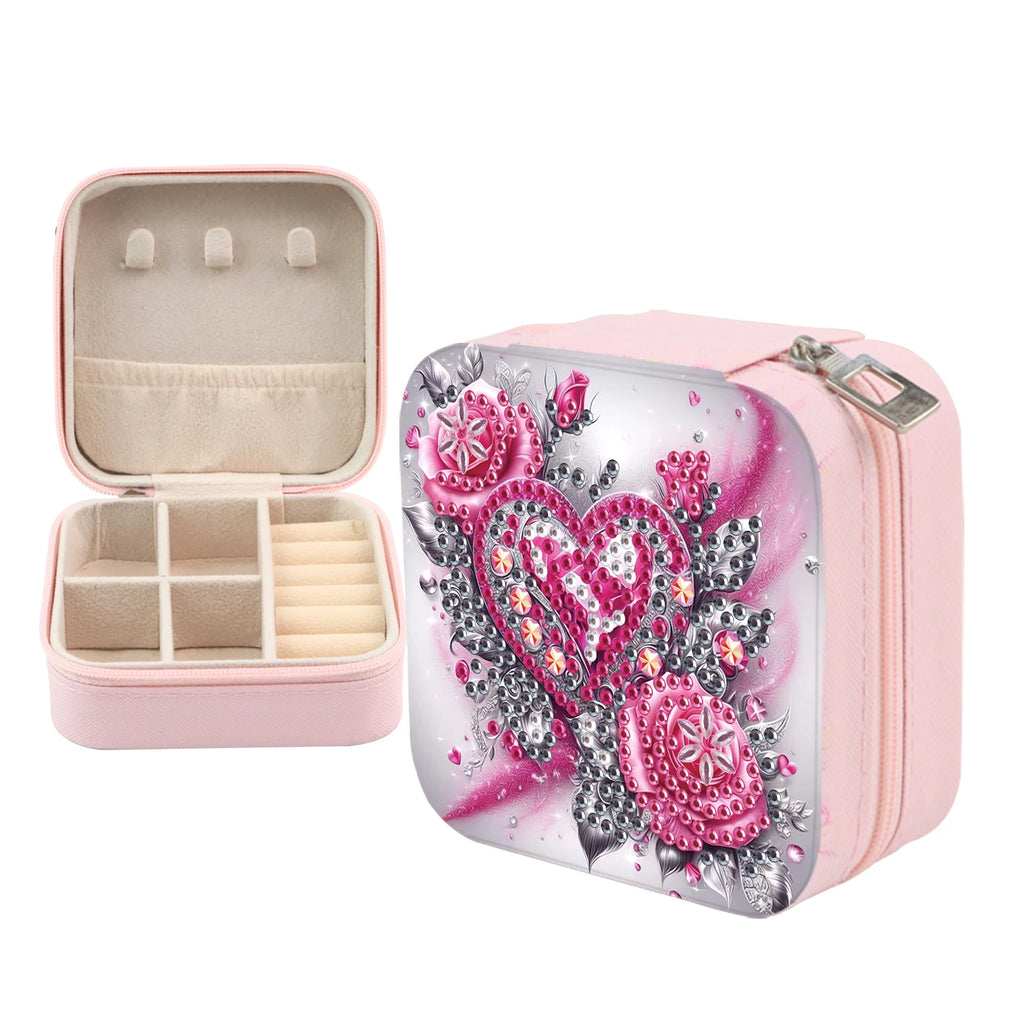 Diamond Art Painting Jewelry Organizer Box kit,DIY Roses Jewelry Box for Adults, Portable Jewelry Case Jewelry storage Gifts