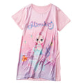 Girl Mermaid Dress Children Short Sleeve Summer Princess Dress Breathable Cartoon Print Girls Soft Silk Nightgown Kids Sleepwear