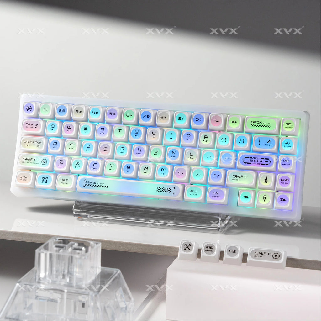 XVX White Shine Through Cats eye MAX Profile Dye-Sub PBT Keycap Set 136-Key