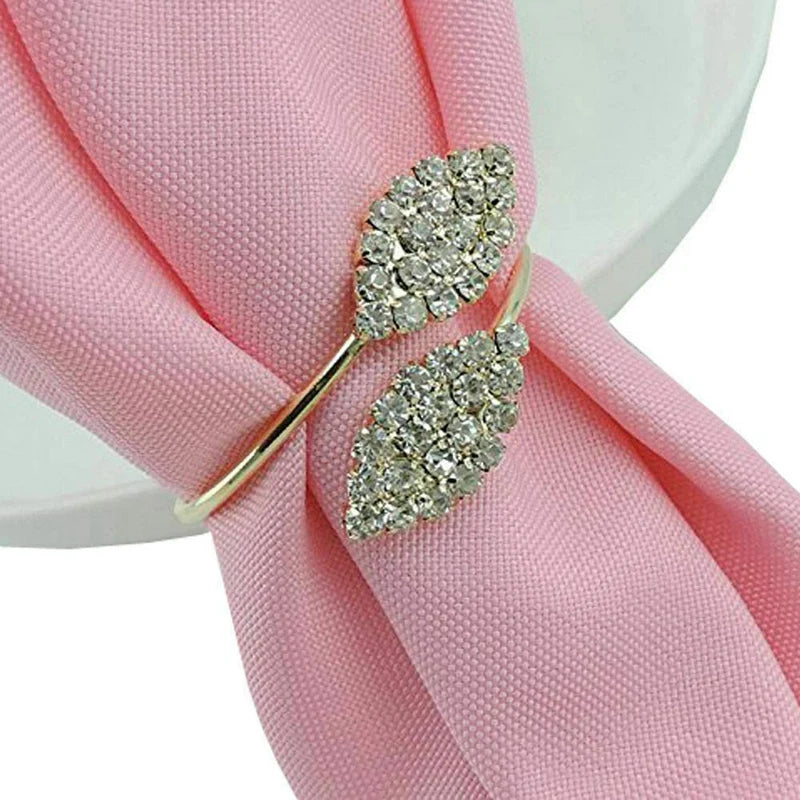 Napkin Ring, 12 Pcs Metal Napkin Rings Holder for Wedding Party Dinner Table Decoration (Leaf-Gold)