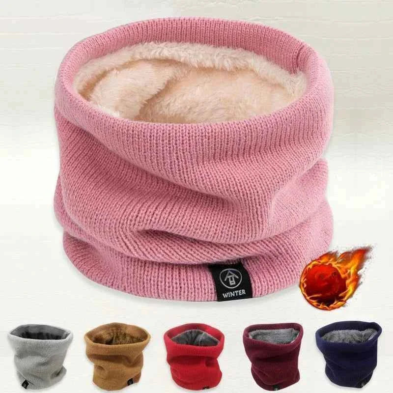 Warm Winter Ring Scarf Women Men Unisex Solid Plus Velvet Knitted Full Face Mask Snood Neck Scarves Bufanda Thick Muffler 2030