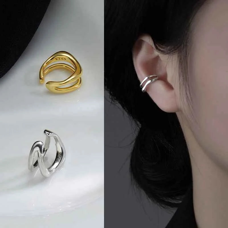 1Pc Ear Cuff Earrings Non-Piercing Double Layer Cuff Ear Clip Earring for Women Fake Cartilage Simple Y2K Jewelry 2026 New