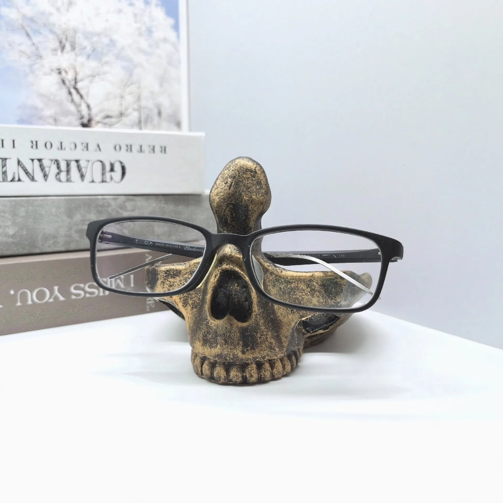 Mobile Phone Holder Creative Skull Glasses Storage Stand Jewelry Organizer Rack Art Home Decoration Resin Table Ornaments Gift