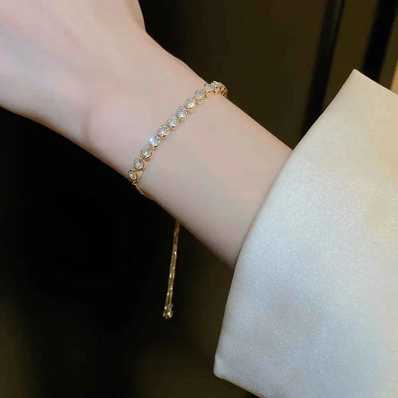 Wave Geometry Adjustable Bracelet Bangle Luxury Fashion Rhinestone Crystal Bracelets Women Wedding Wristband Jewelry