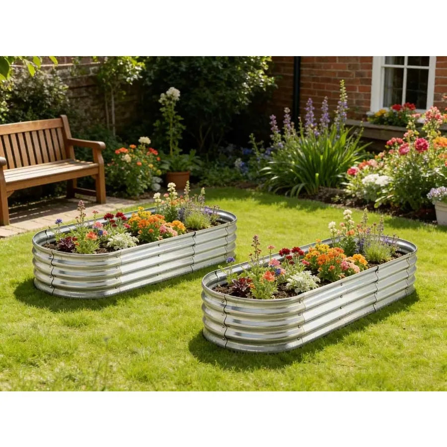 6 ft x 2 ft Raised Garden Bed Metal Elevated Planter for Vegetable Flower Herb 2pk
