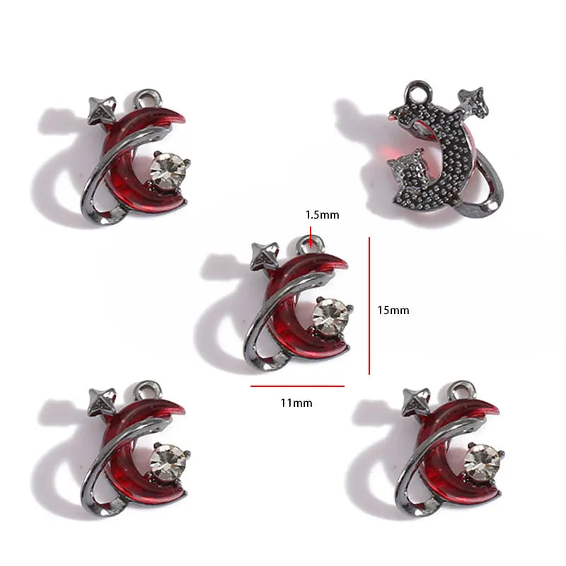 2pcs 25 styles Dark Gothic Retro Black flower moon Heart snake charm for Personalized Necklace Earrings Pendant DIY Accessories