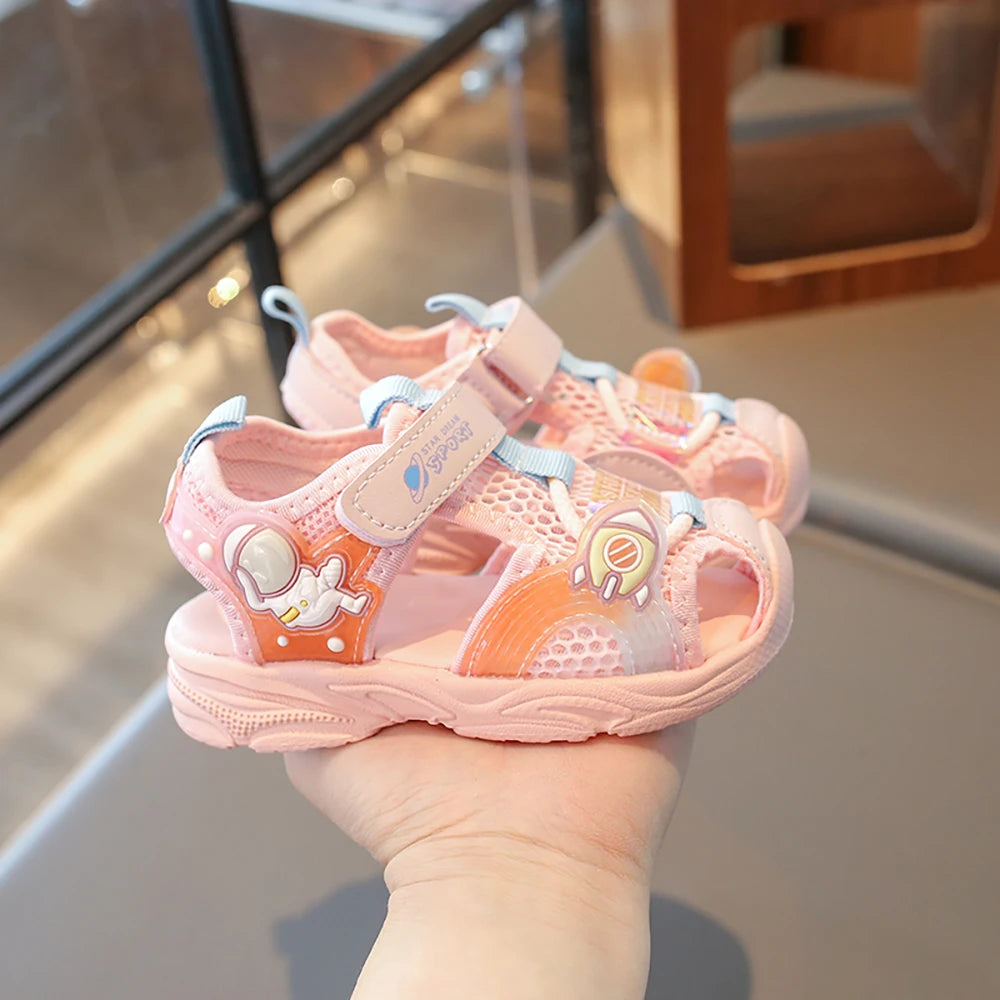 Korean Style Summer Sandals For Girls 2025 Trend Fashion Children's Sport Sandals Hollow Out Breathable Kid's Sandals
