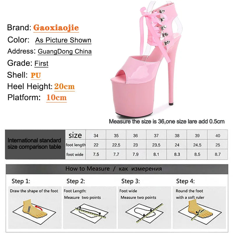 Shoes Women Platform Pole Dance Sandals 15CM 17CM 20CM High Heels Patent leather Gladiator Ladies Sandals Thick Bottom Stripper