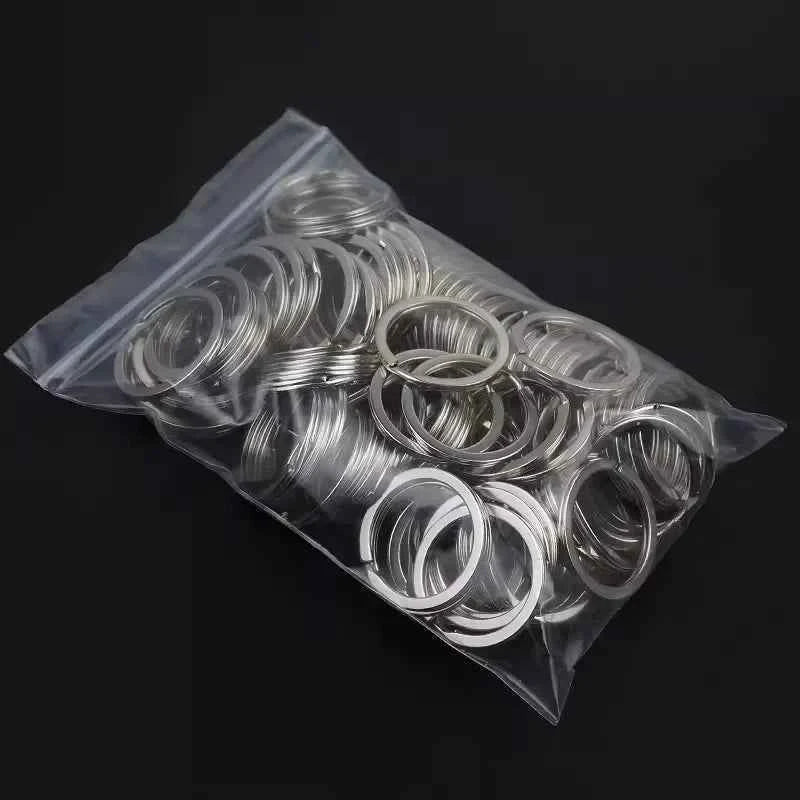 10-30pcs Stainless Steel Key Rings Polished Silver Round Flat Wire Split Key Ring for Jewellery Making Car Keyring DIY 25-35mm