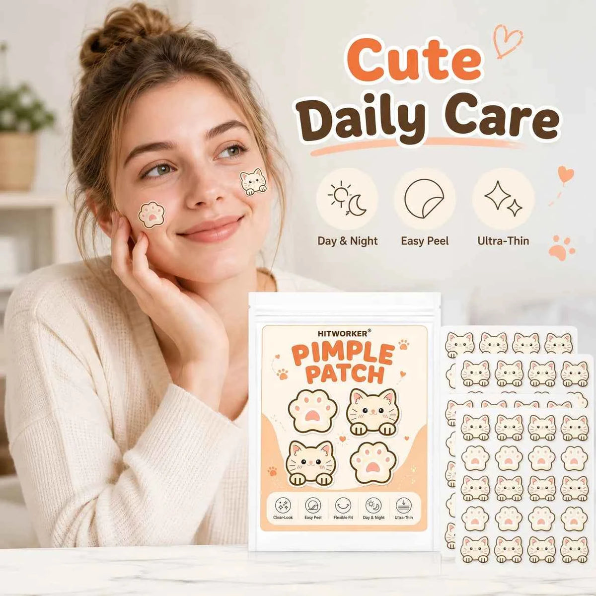 Cute Cat Pimple Patches – Clear, Flexible Acne Stickers