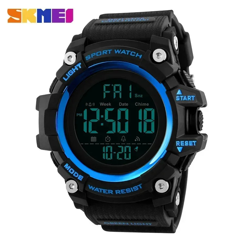 Blue Watch Color Men’s Digital Sport Watch – Stopwatch, Alarm & 5ATM