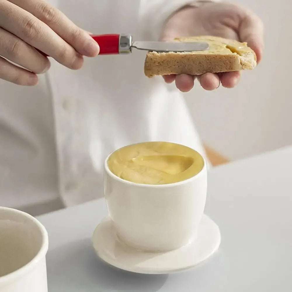 Kitchen Gadgets Ceramic French Butter Crock with Lid Solid Color Butter Cup Sealed Household Butter Jar Cheese