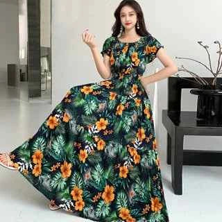 Long Maxi Dress Women Clothing Spring Summer Bohemian Holiday Beach Korean Style Floral Vintage Slim Vestidos Robe Dresses Boho