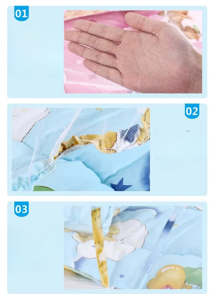 Baby Bed Infant Mosquito Nets Foldable with Cotton Pillows Portable Folding Baby Bedding Crib Netting Mosquito Prevention