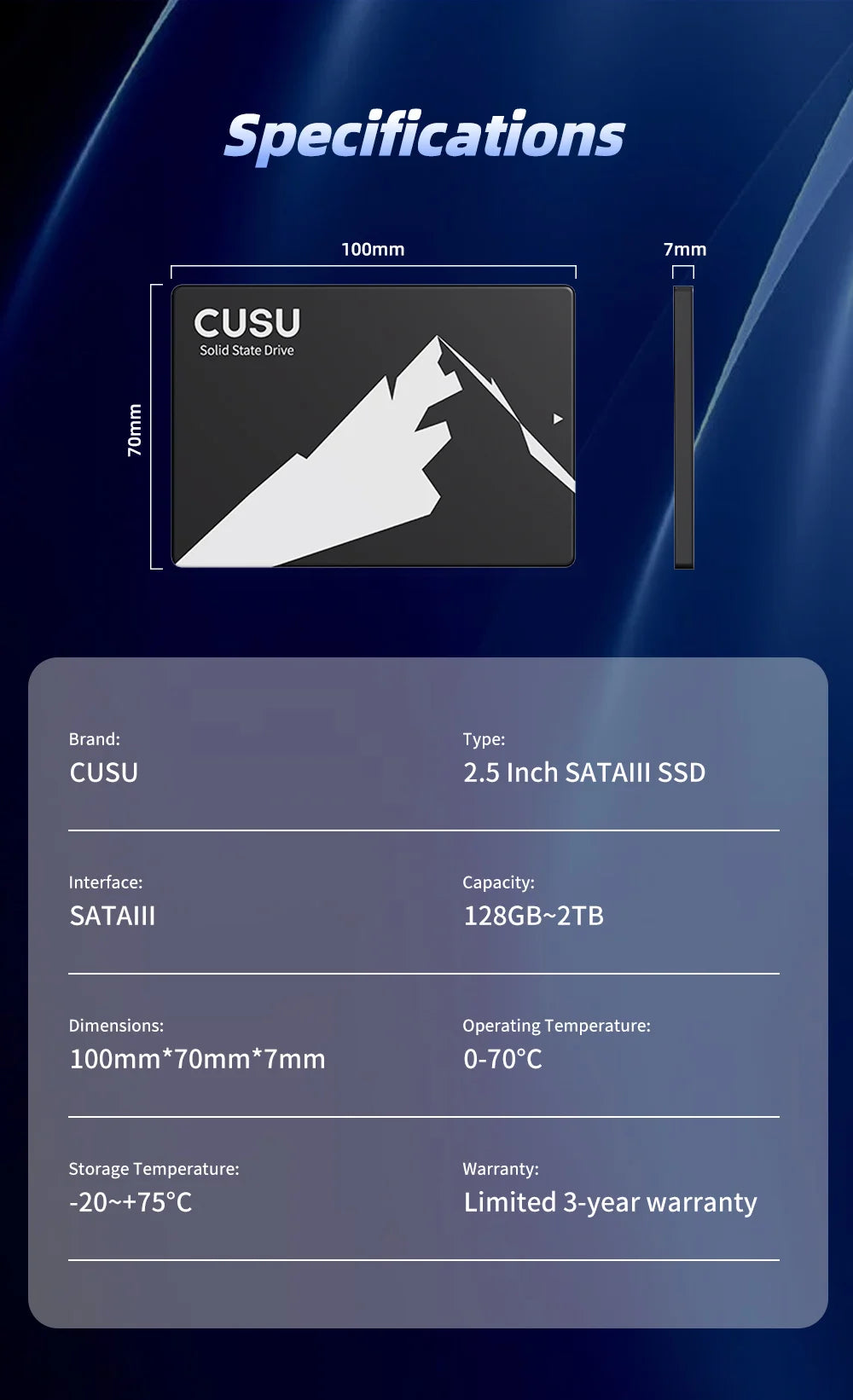 CUSU SSD 512gb 1tb 2tb Hard Drive SSD SATA 120gb 240gb 480gb 128gb 256gb 960gb 1920gb Internal Solid State Disk for Computer PC