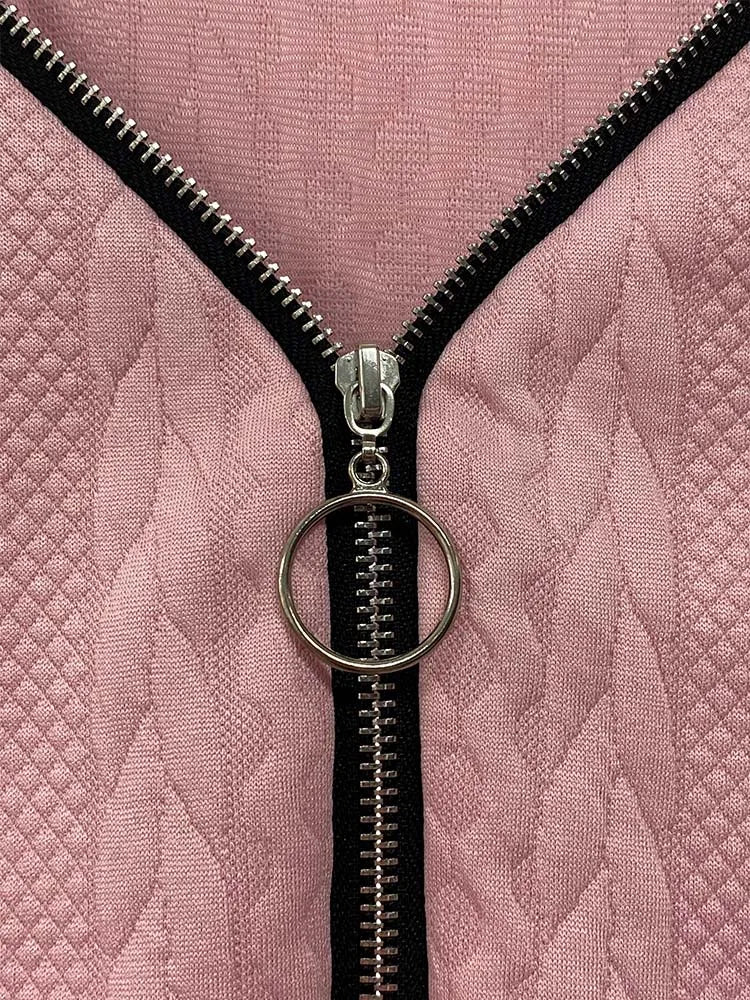 Sexy Zipper Mini Dress Women Winter Autumn V Neck Long Sleeve  Dresses Solid Color Casual Basic Robe