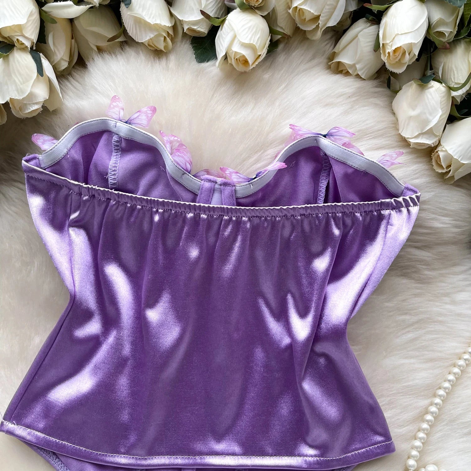 SINGREINY 3D Butterfly Satin Sexy Top European Sleeveless Fishbone Corset 2024 Female Senior Streetwear Hotsweet Strapless