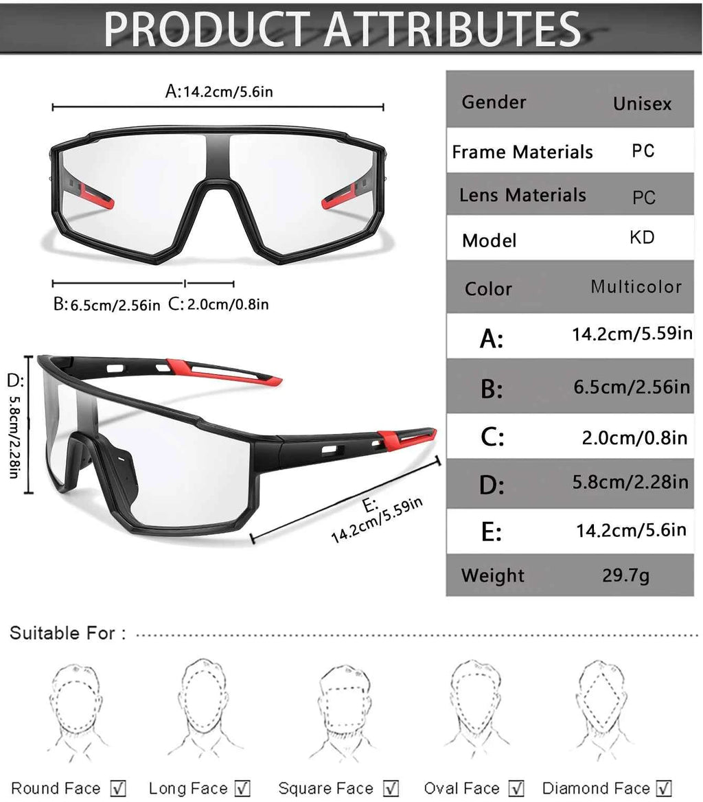 Fashion Brand Men Women Bicycle Photochromic Eyewear MTB Bike Fishing Running Cycling Sports Sunlasses Comfortable Goggles