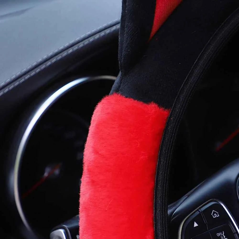 Cute Cartoon Plush Kitten Warm Car without Inner Ring Steering Wheel Cover Car Accessories Suitable for 14.5-15INCH