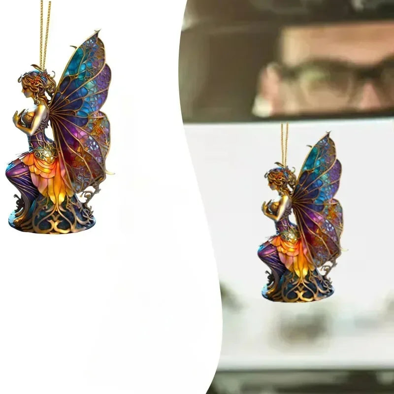 Christmas Decor Pendant Fairy Fairies Painted Charm Fun Mysterious Ornament Tree Painted Glass Window Hanging Party Decoration