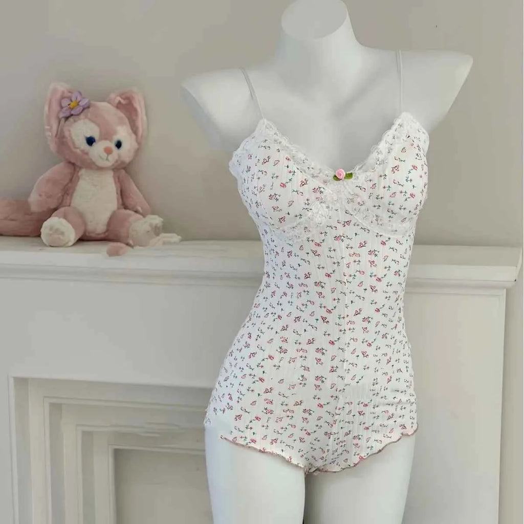 Onesie Pajamas for Women Cute Pj Woman Coquette Pajamas Set Floral Pajama Set Coquette Aesthetics