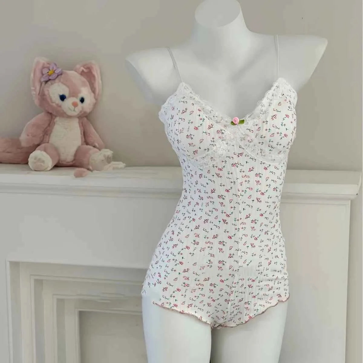 Onesie Pajamas for Women Cute Pj Woman Coquette Pajamas Set Floral Pajama Set Coquette Aesthetics