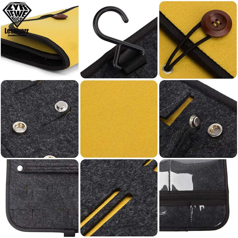 Travel Jewelry Organizer Roll Foldable Jewelry Case for Journey-Rings Necklaces Jewellery Storage Bag Earrings Storage Box