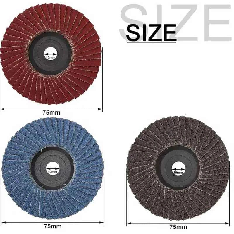 75mm 3 pouces disques à lamelles abrasifs roues de ponçage pour meuleuse d'angle métal bois outils  polissage accessoires disque