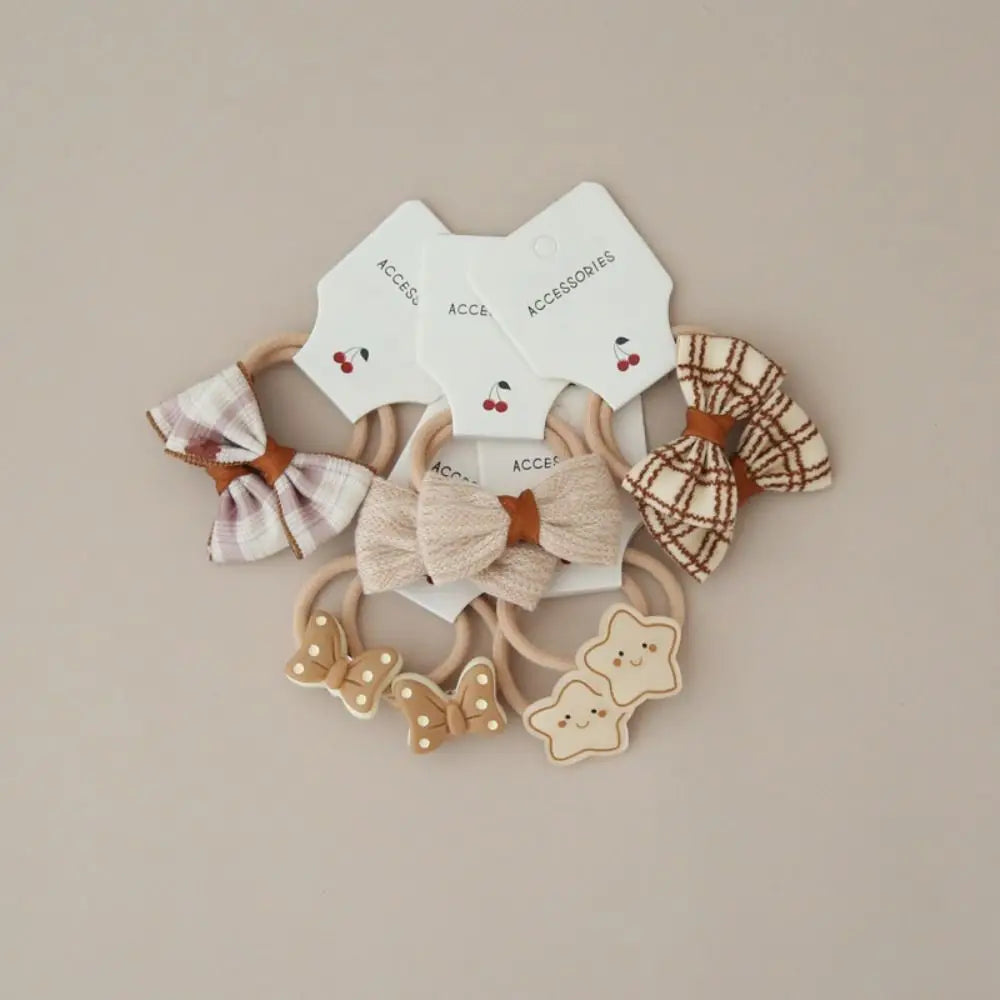 10Pcs Bow-Knot Hair Ties Bowknot Sweet Bows Flower Headdress Elastic Rubber Band Luxury Scrunchies Hair Rope Hair Accessories
