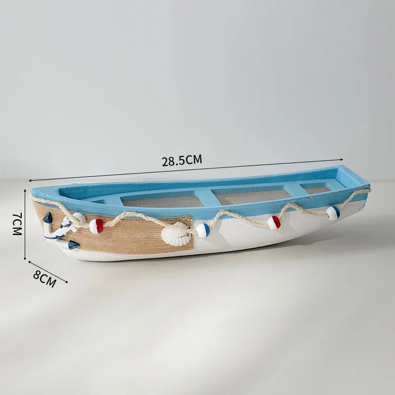 Mediterranean Wooden Boat Ornament Crafts Children's Room Office Home Decoration Wooden Sea Theme Home Decor