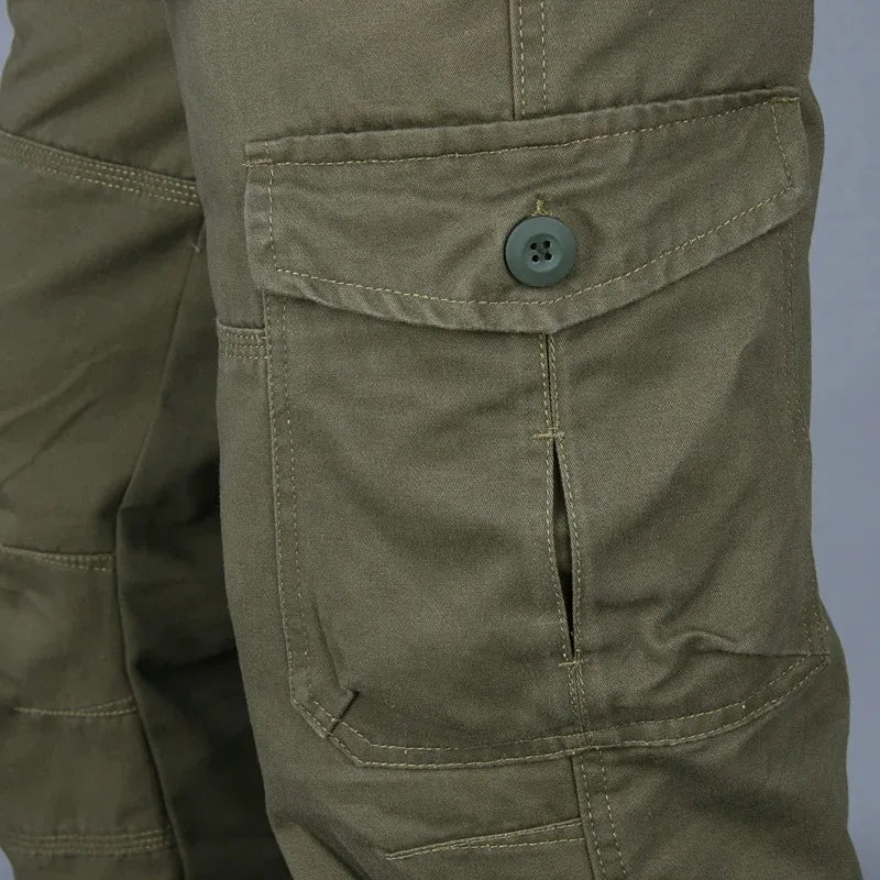 New Men's Pants Multi Pockets Baggy Men Outwear Straight Slacks  Workout Pants Outwear Casual Cotton Long Trousers