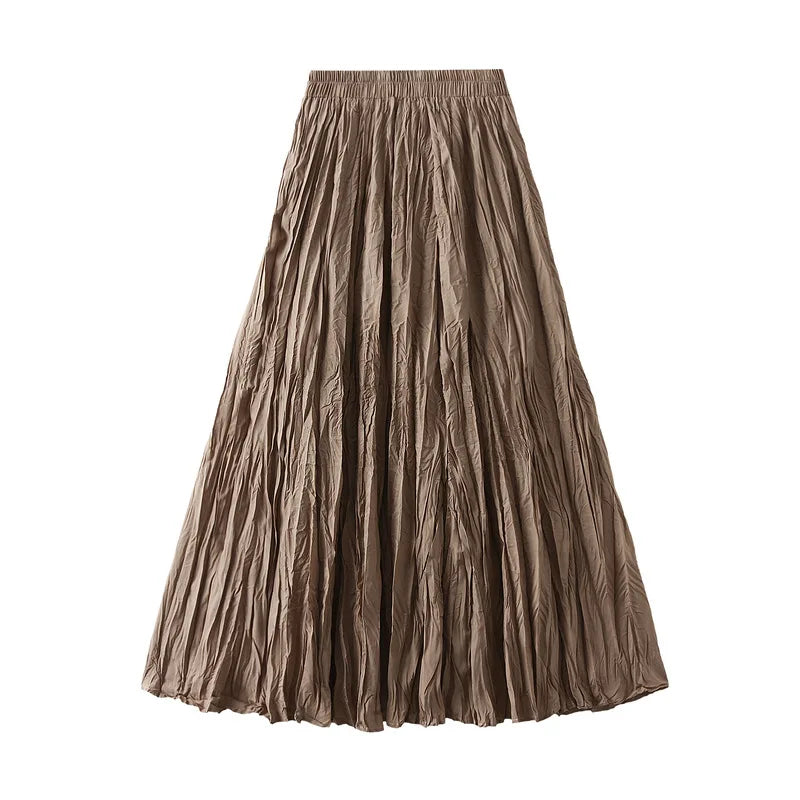 Fashion Pleated A-line Skirts for Women Casual Saia Midi Harajuku Long Skirt Jupe Femme Vintage Streetwear Faldas Woman Clothes
