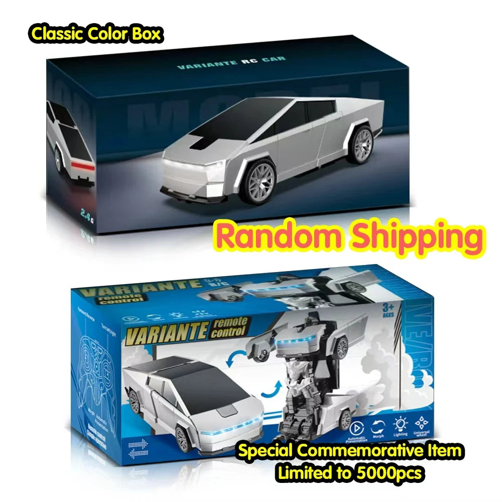 2.4GHz Cyber Pickup Remote Control Robot Car Toy One Click Transformation with LED Light 360° Rotation Drift Mode Children's Gi