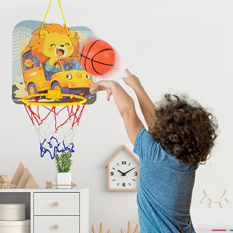 Kids Adjustable Basketball Stands Cartoon Animals Shape Shooting Basket Indoor Outdoor Sport Board Game Children Toys
